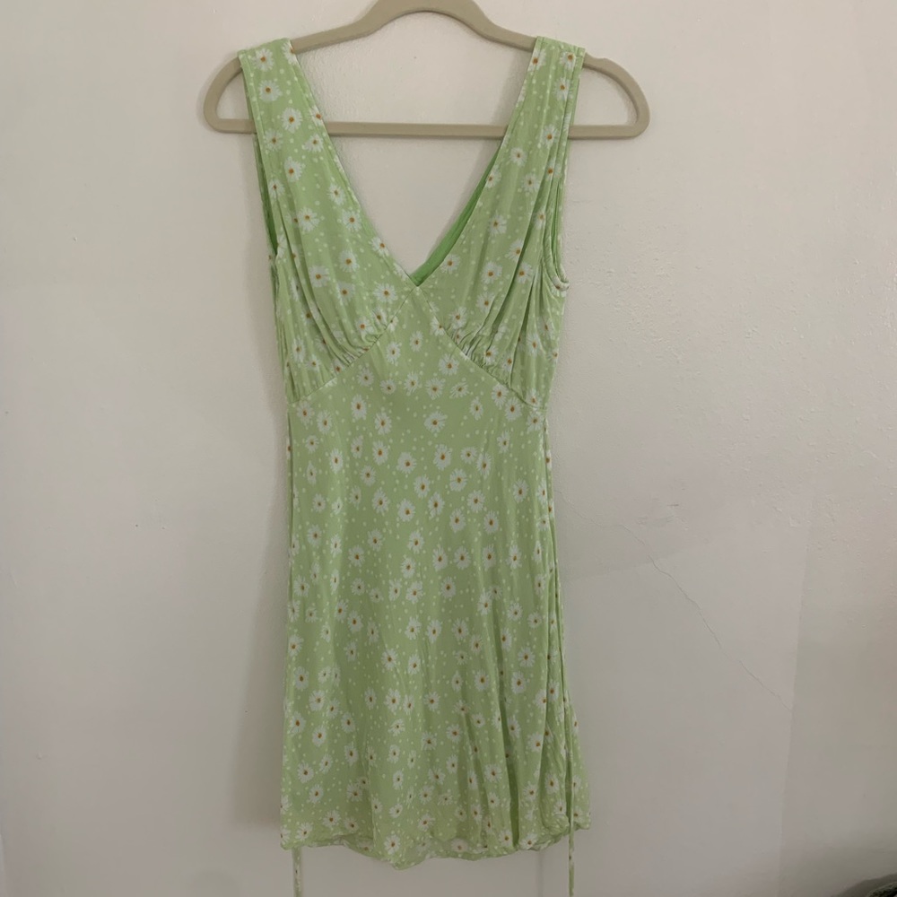 Green floral mini dress